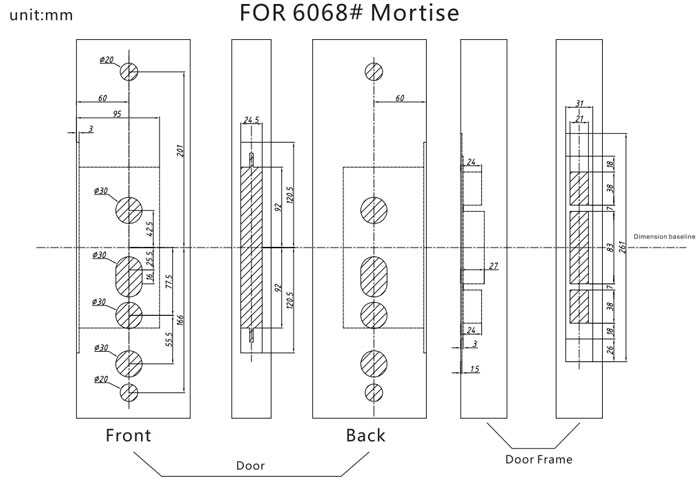 P8030 fingerprint smart lock Hole drawing Download 