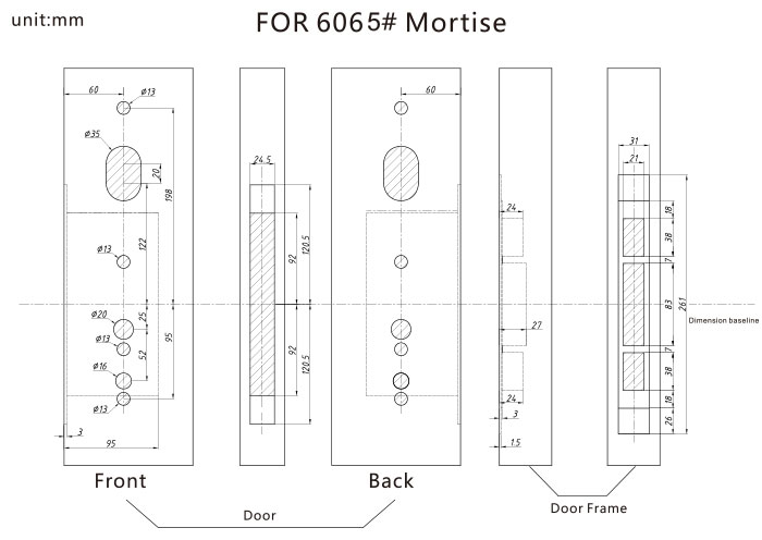 P8010 fingerprint smart lock Hole drawing Download 